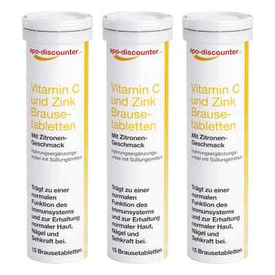 Vitamin C und Zink Brausetabletten von apo-discounter 3x15 szt. od  PZN 08101501