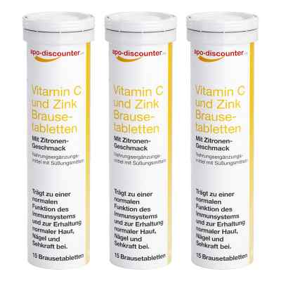 Vitamin C und Zink Brausetabletten von apo-discounter 3x15 szt. od PZN 08101501