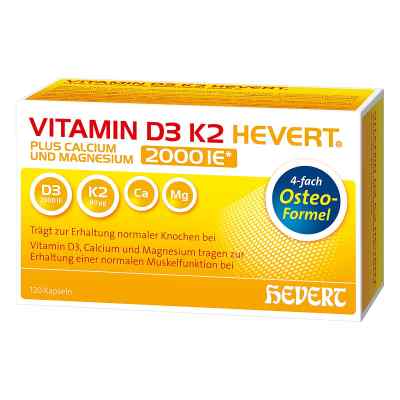 Vitamin D3 K2 Hevert Plus Ca Mg 2.000 I.e./2 Kapsel (n) 120 szt. od Hevert Arzneimittel GmbH & Co. K PZN 17206740