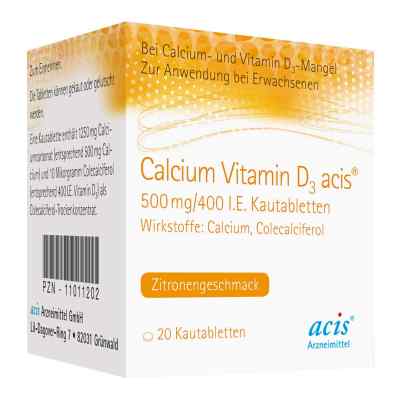Wapń + witamina D3 acis 500 mg/400 i.u. tabletki do żucia 100 szt. od acis Arzneimittel GmbH PZN 11011219