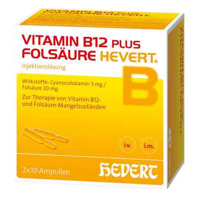 Witamina B12 Kwas foliowy Hevert ampułki do iniekcji  2X10X2 ml od Hevert-Arzneimittel GmbH & Co. KG PZN 00296093