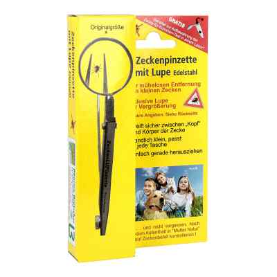 Zeckenpinzette Chirurgenstahl mit Lupe