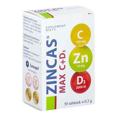 Zincas Max C+D3 tabletki 50  od ZAKŁAD CHEMICZNO-FARMACEUTYCZNY 